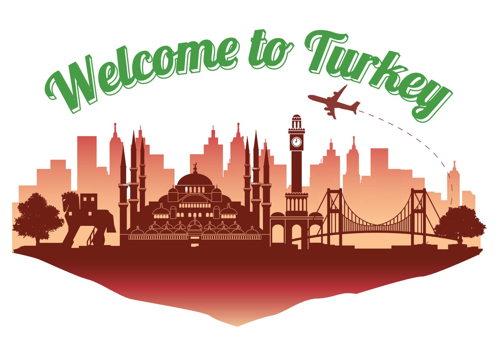 Turkey-famous-landmark-silhouette-style-on-float